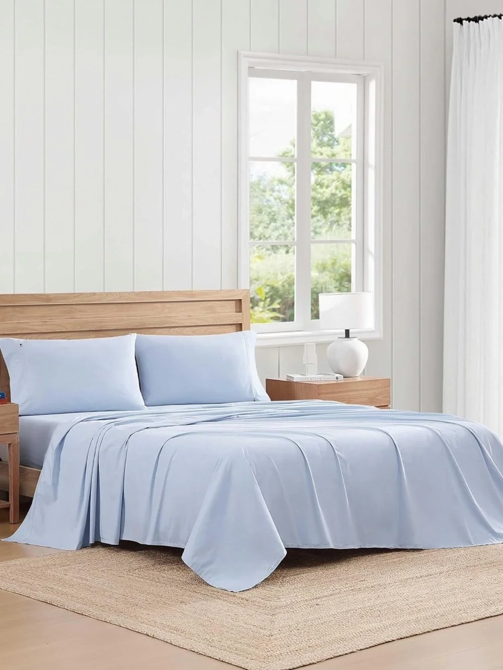 Tommy Hilfiger 4Pc King Size Cotton Percale Blue Sheet Set
